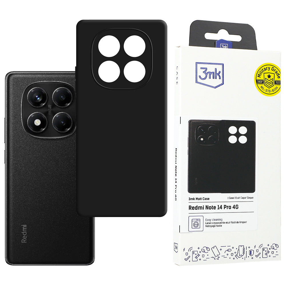 Handyhülle für Redmi Note 14 Pro 4G, 3mk Matt Case, Schwarz