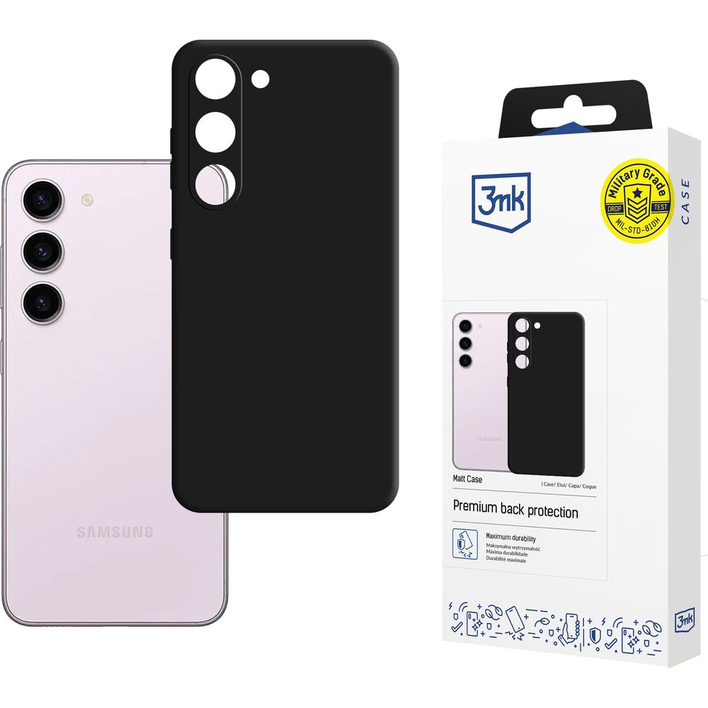 Handyhülle für Galaxy S23 5G, 3mk Matt Case, Schwarz