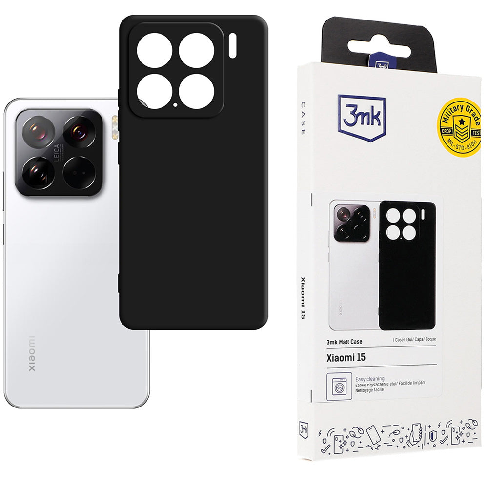Handyhülle für Xiaomi 15, 3mk Matt Case, Mattes Schwarz