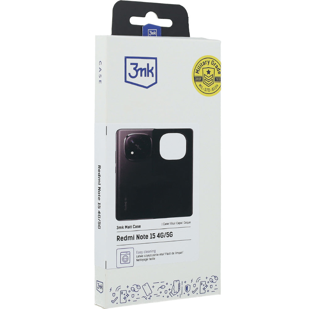 Handyhülle für Xiaomi Redmi Note 15 5G / 4G, 3mk Matt Case, Mattes Schwarz