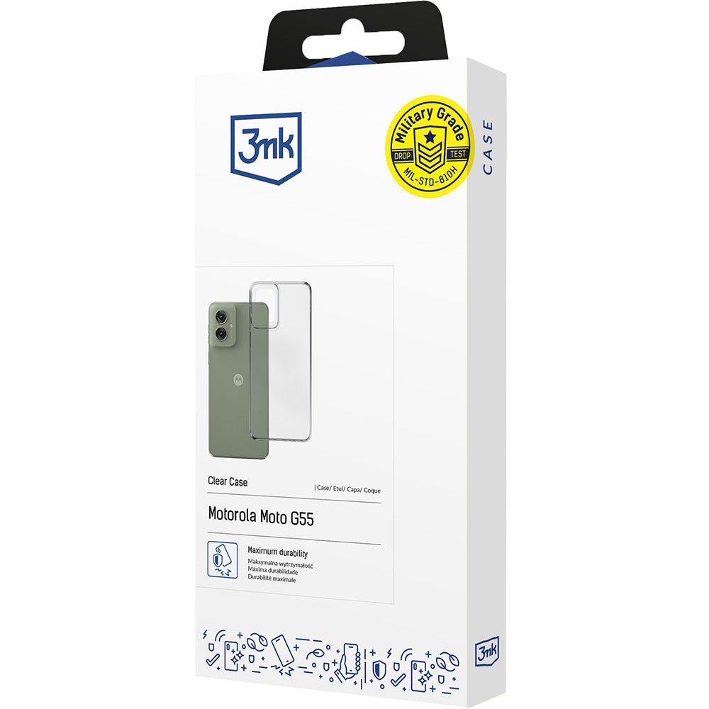Handyhülle für Motorola Moto G55 5G, 3mk Clear Case, Transparent