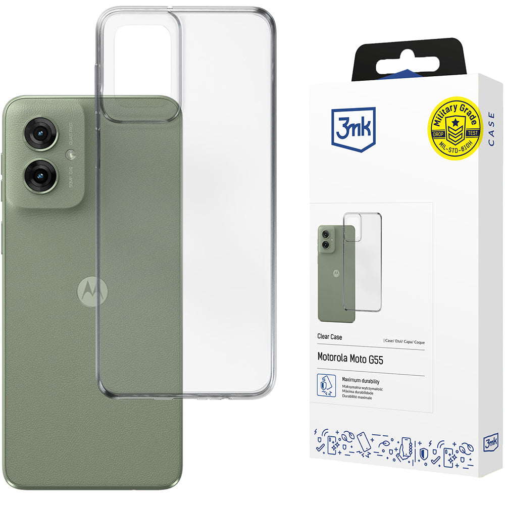Handyhülle für Motorola Moto G55 5G, 3mk Clear Case, Transparent