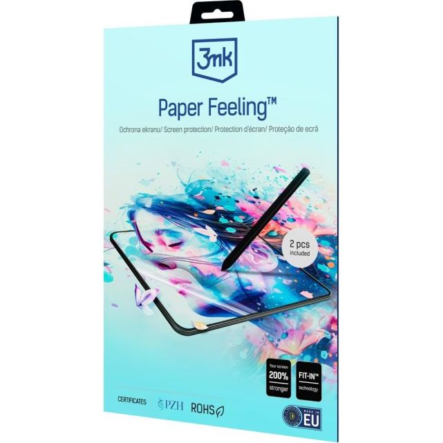 3mk Paper Feeling screen protector for Lenovo Tab M11 packaging, showing artistic tablet use and included stylus
