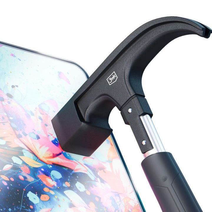 3mk Paper Feeling screen protector for Lenovo Tab M11 with hammer demonstrating durability against impact.
