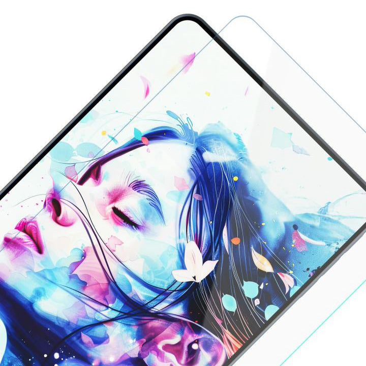 Illustration of a Lenovo Tab M11 with a 3mk Paper Feeling screen protector, showcasing art design features and vibrant colors.