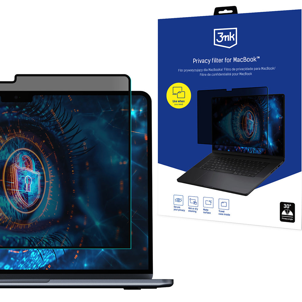 Folie mit Sichtschutzfilter für MacBook Air 13.6" M2 2022, 3mk Privacy filter, Matt