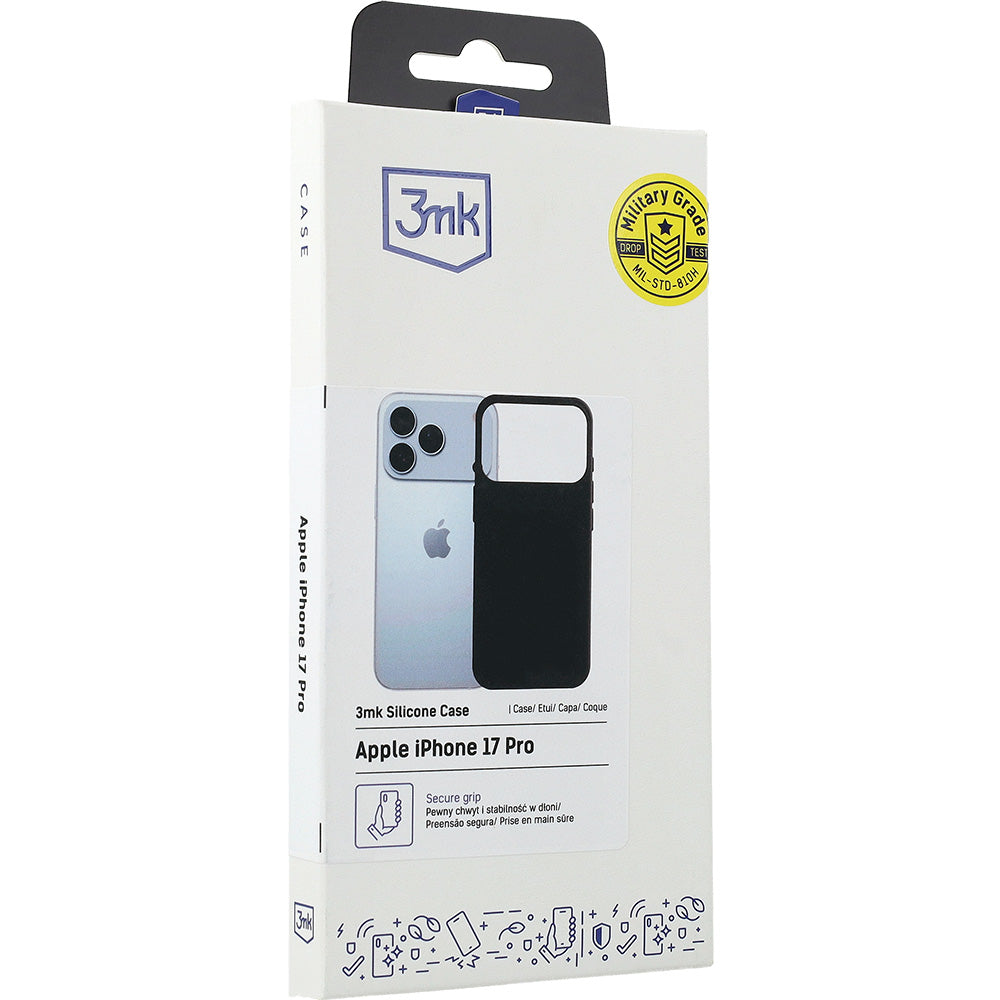 Handyhülle für iPhone 17 Pro, 3mk Silicone Case, Schwarz