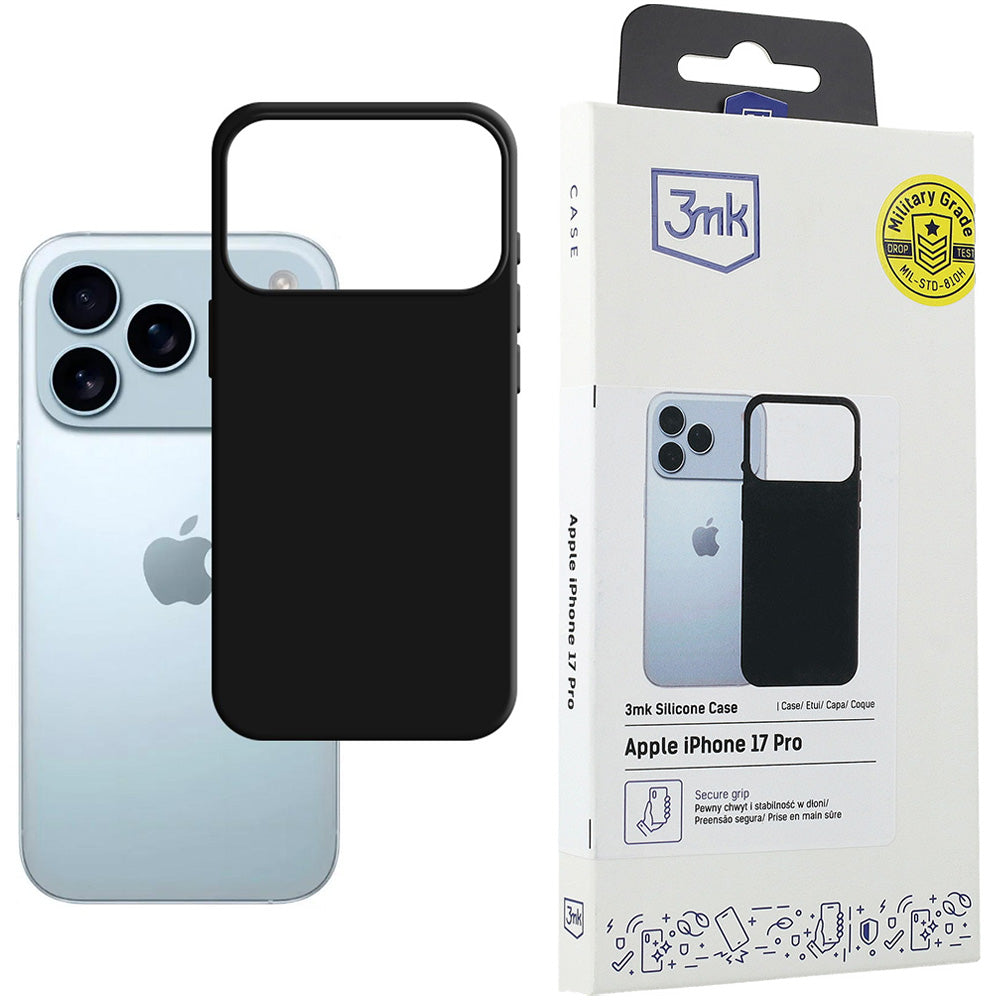 Handyhülle für iPhone 17 Pro, 3mk Silicone Case, Schwarz