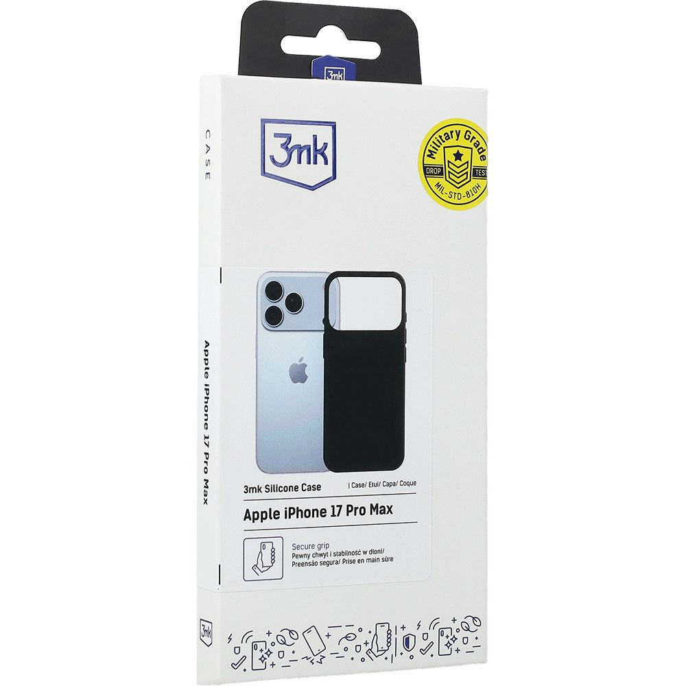 Handyhülle für iPhone 17 Pro Max, 3mk Silicone Case, Schwarz