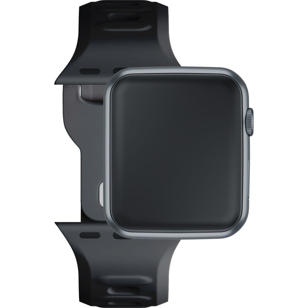 Armband für Apple Watch 49/46/45/44 mm, 3mk Silicone Watch Strap, Schwarz