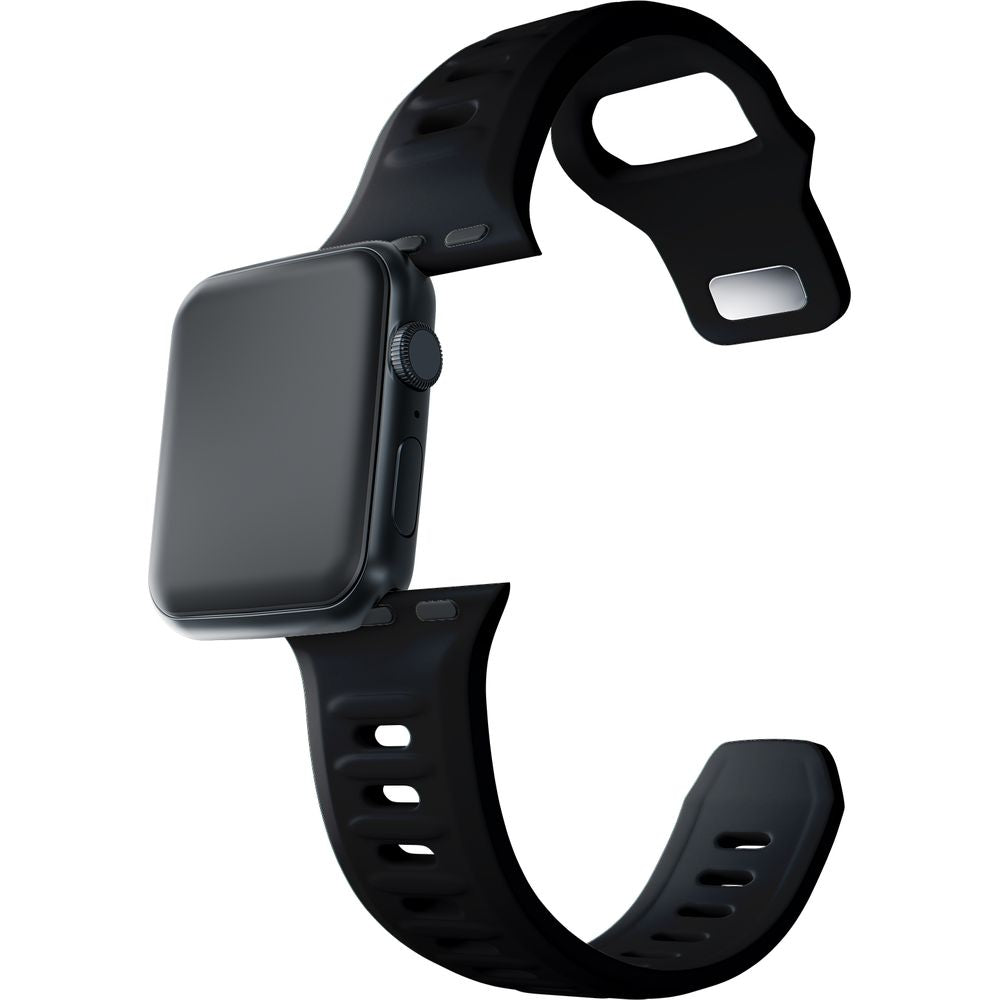 Armband für Apple Watch 49/46/45/44 mm, 3mk Silicone Watch Strap, Schwarz