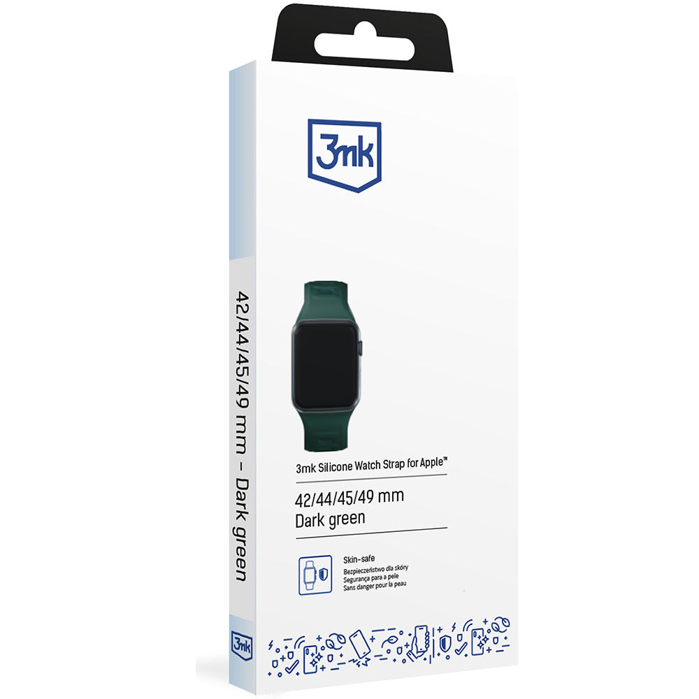 Armband für Apple Watch 49/46/45/44 mm, 3mk Silicone Watch Strap, Dunkelgrün