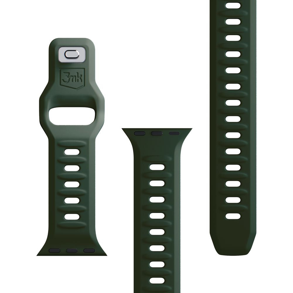 Armband für Apple Watch 49/46/45/44 mm, 3mk Silicone Watch Strap, Dunkelgrün