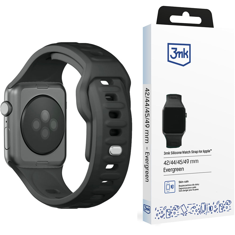 Armband für Apple Watch 49/46/45/44 mm, 3mk Silicone Watch Strap, Graphitgrau
