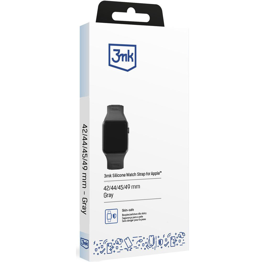 Armband für Apple Watch 49/46/45/44 mm, 3mk Silicone Watch Strap, Dunkelgrau