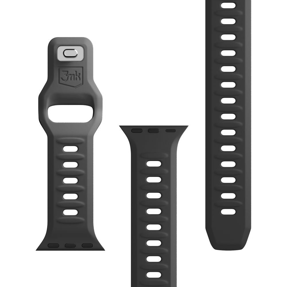 Armband für Apple Watch 49/46/45/44 mm, 3mk Silicone Watch Strap, Dunkelgrau