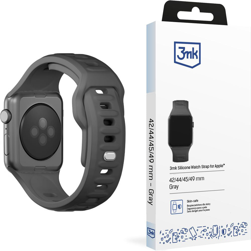 Armband für Apple Watch 49/46/45/44 mm, 3mk Silicone Watch Strap, Dunkelgrau