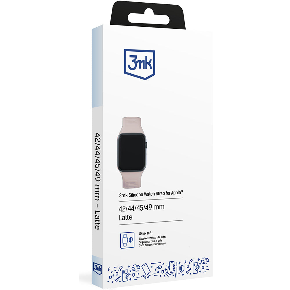 Armband für Apple Watch 49/46/45/44 mm, 3mk Silicone Watch Strap, Beige