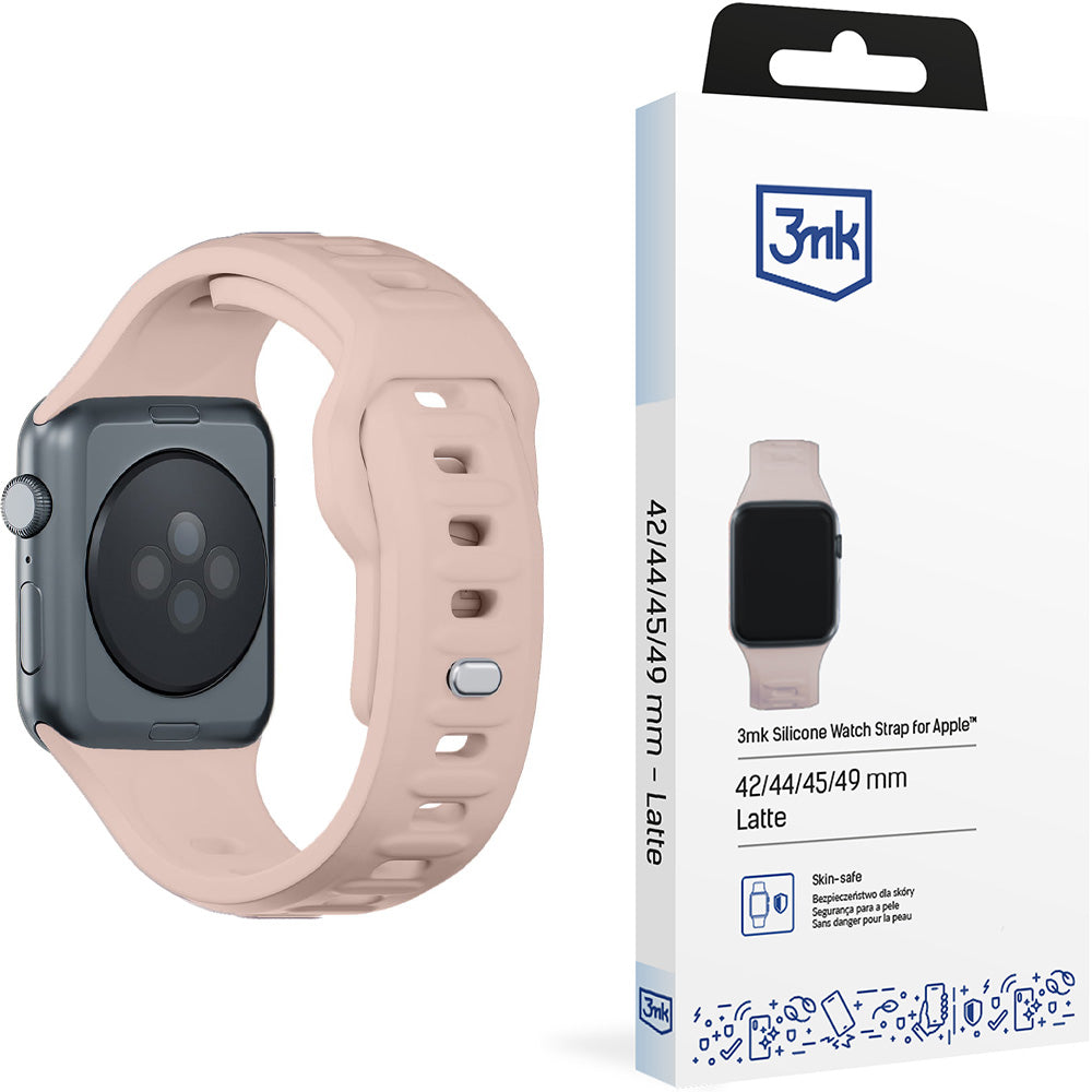 Armband für Apple Watch 49/46/45/44 mm, 3mk Silicone Watch Strap, Beige