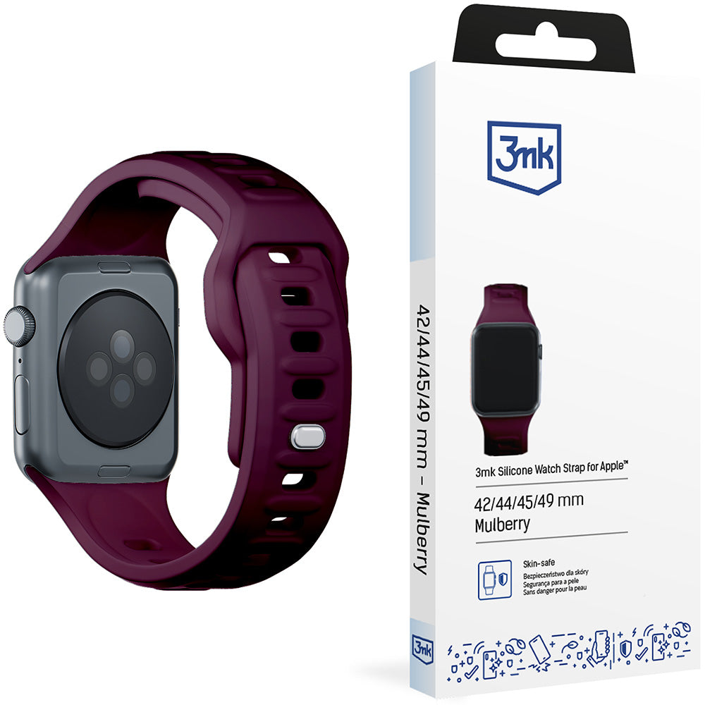 Armband für Apple Watch 49/46/45/44 mm, 3mk Silicone Watch Strap, Violett