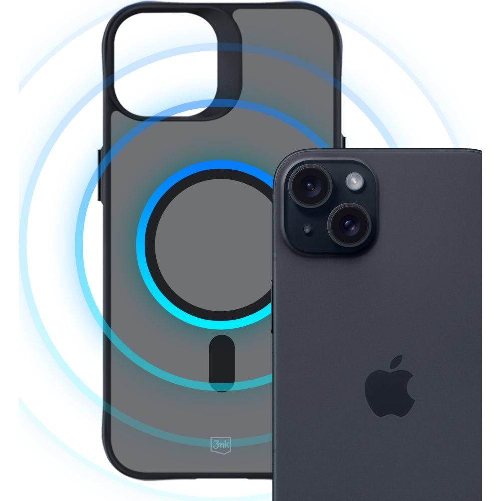 Handyhülle 3mk Smoke MagCase für Apple iPhone 15, Schwarz