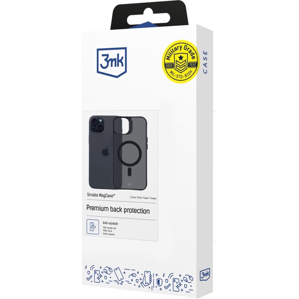 Handyhülle 3mk Smoke MagCase für Apple iPhone 15, Schwarz