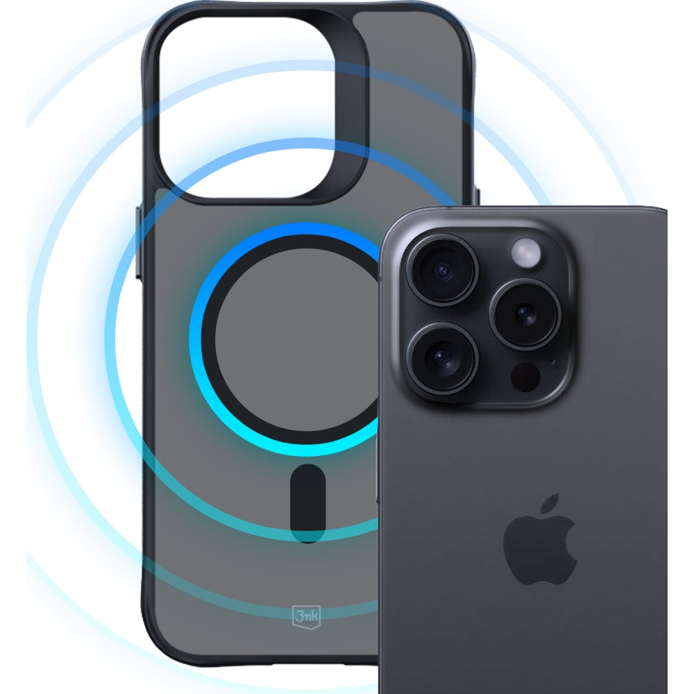 Handyhülle 3mk Smoke MagCase für Apple iPhone 15 Pro, Schwarz