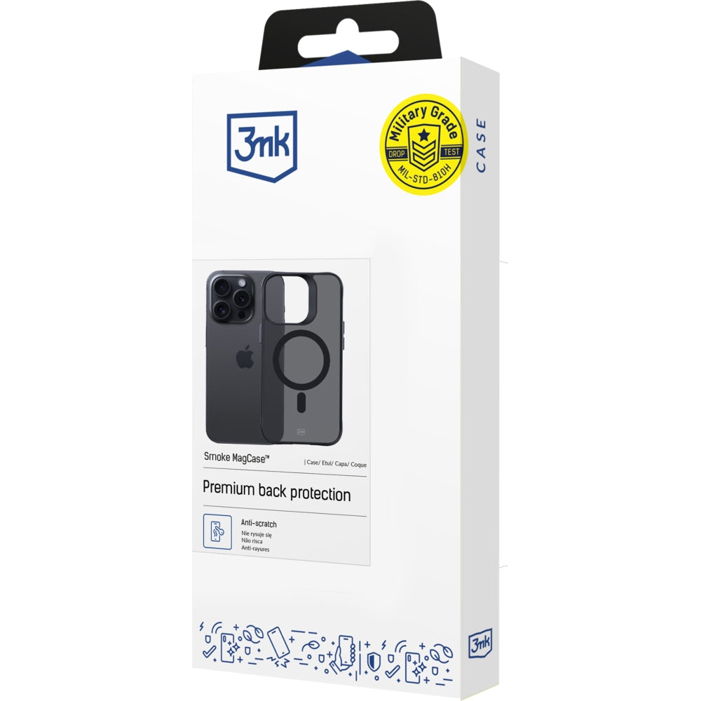 Handyhülle 3mk Smoke MagCase für Apple iPhone 15 Pro, Schwarz