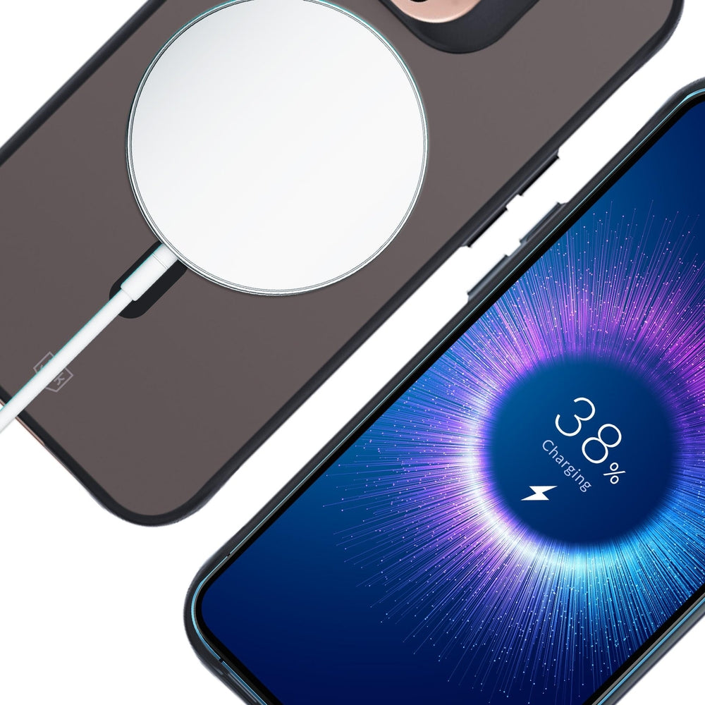 Handyhülle für iPhone 16 Pro, 3mk Smoke MagCase, Durchscheinend mit schwarzen Rahmen