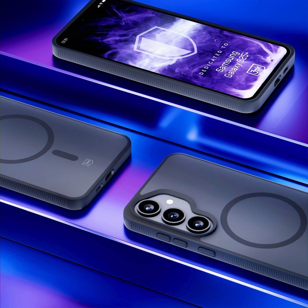 Handyhülle für Samsung Galaxy S25 Plus, 3mk Smoke MagCase, Durchscheinend mit schwarzen Rahmen