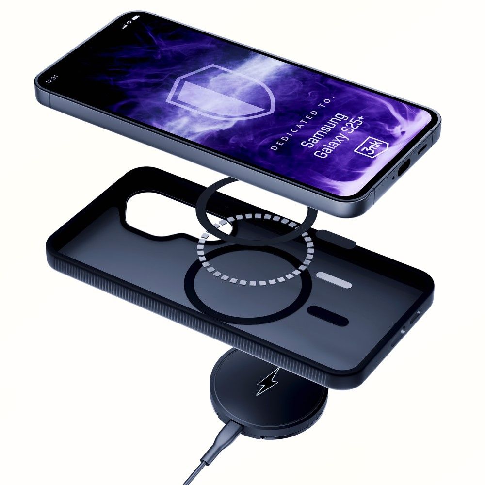 Handyhülle für Samsung Galaxy S25, 3mk Smoke MagCase, Durchscheinend mit schwarzen Rahmen