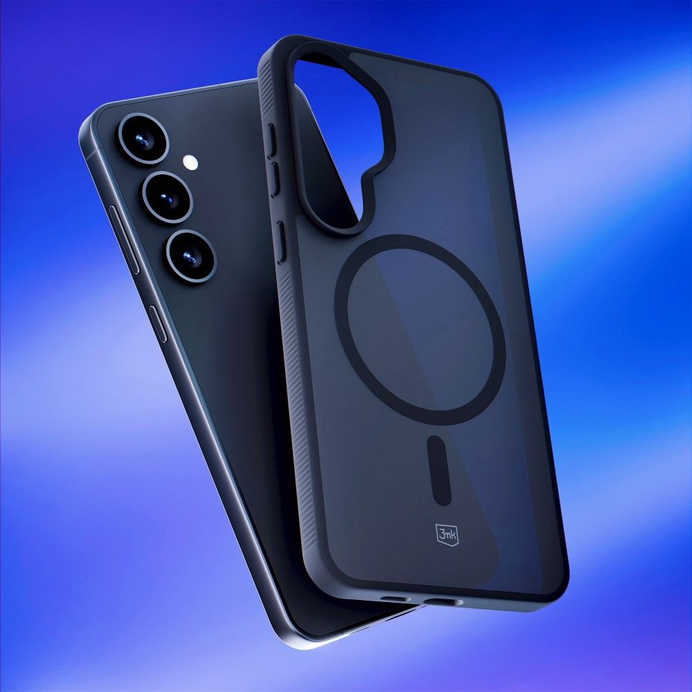 Handyhülle für Samsung Galaxy S25, 3mk Smoke MagCase, Durchscheinend mit schwarzen Rahmen