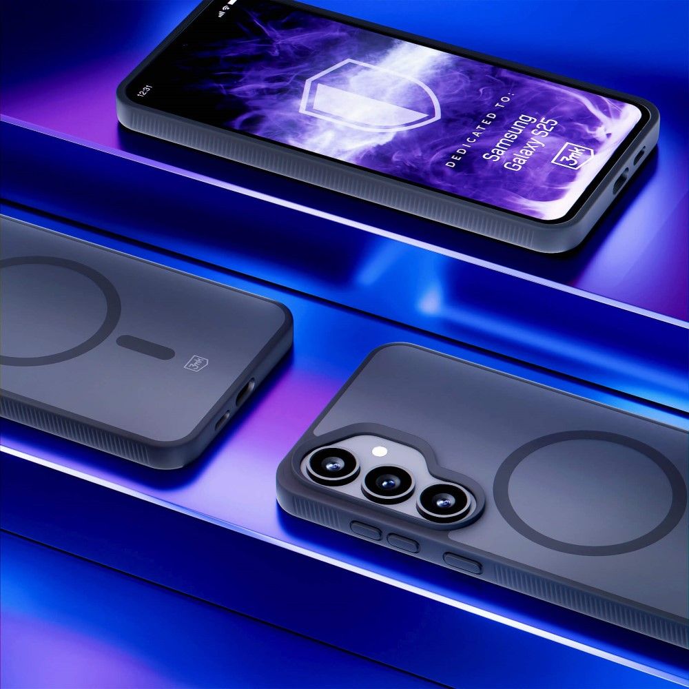 Handyhülle für Samsung Galaxy S25, 3mk Smoke MagCase, Durchscheinend mit schwarzen Rahmen