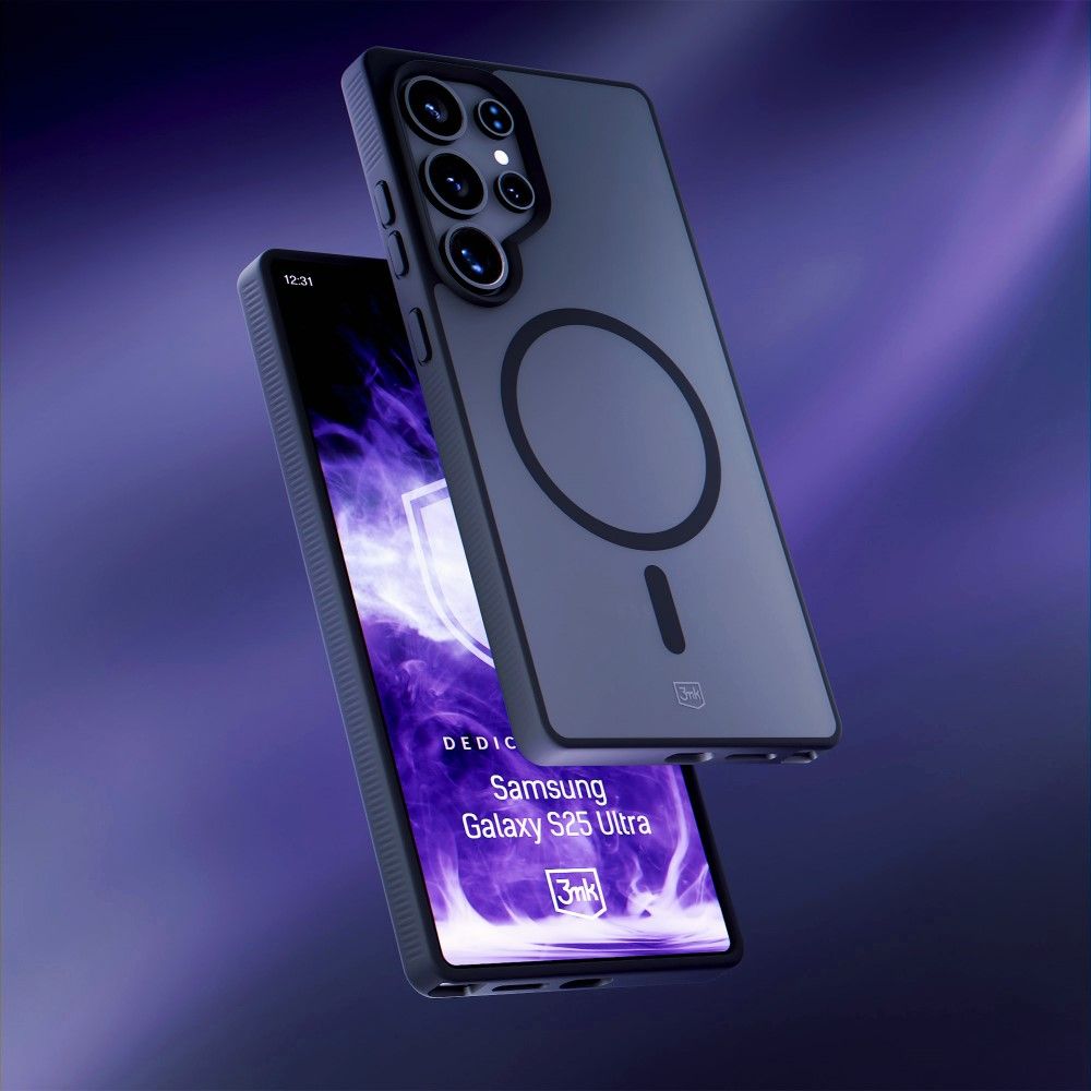 Handyhülle für Samsung Galaxy S25 Ultra, 3mk Smoke MagCase, Durchscheinend mit schwarzen Rahmen