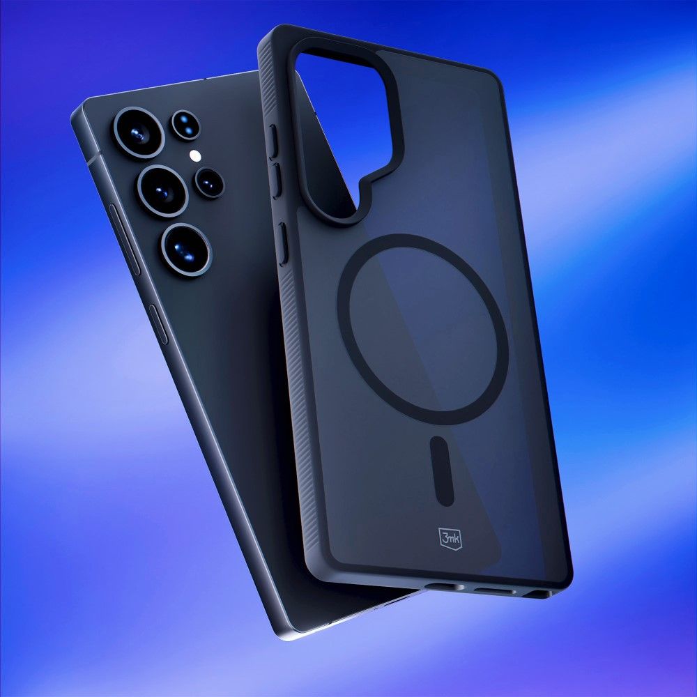Handyhülle für Samsung Galaxy S25 Ultra, 3mk Smoke MagCase, Durchscheinend mit schwarzen Rahmen