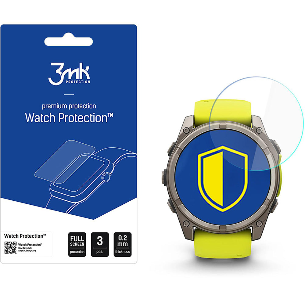 Hybridglas für Garmin Fenix 8 Solar / Sapphire 51 mm, 3mk Watch Protection, 3 Stück