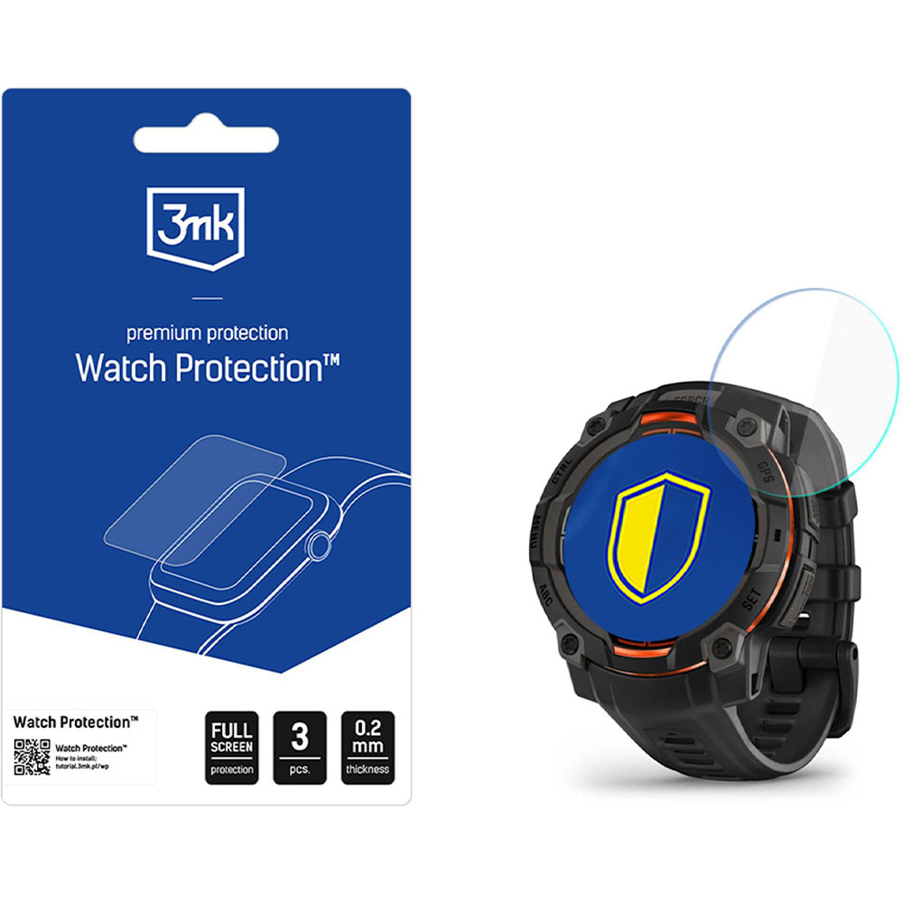 Hybridglas für Garmin Instinct 3 45 mm, 3mk Watch Protection, 3 Stück