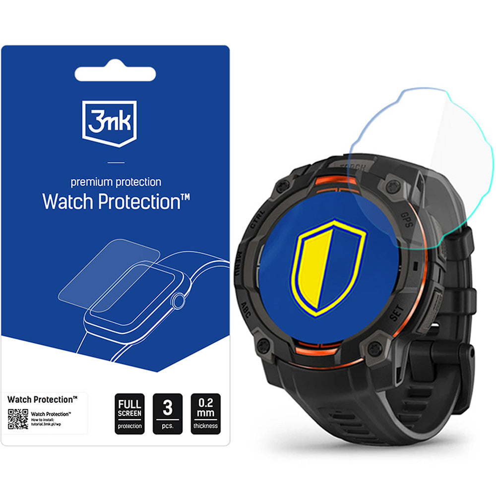 Hybridglas für Garmin Instinct 3 45 mm, 3mk Watch Protection, 3 Stück