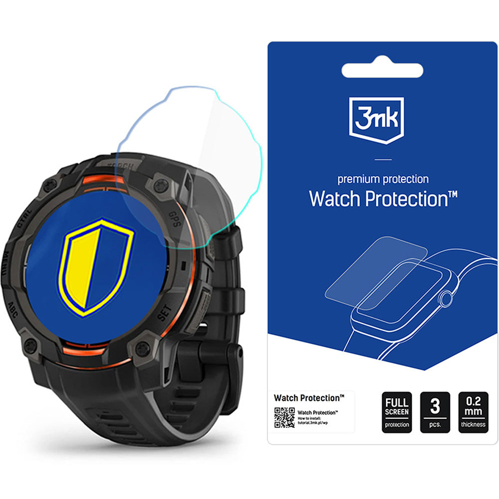 Hybridglas für Garmin Instinct 3 45 mm, 3mk Watch Protection, 3 Stück