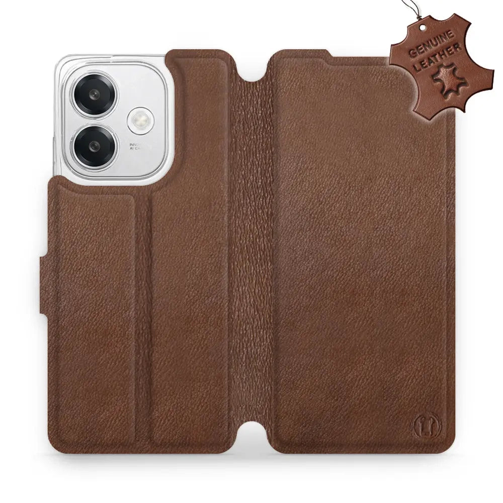 Echtleder Handyhülle für Oppo A40, Mobiwear Leather, Braun