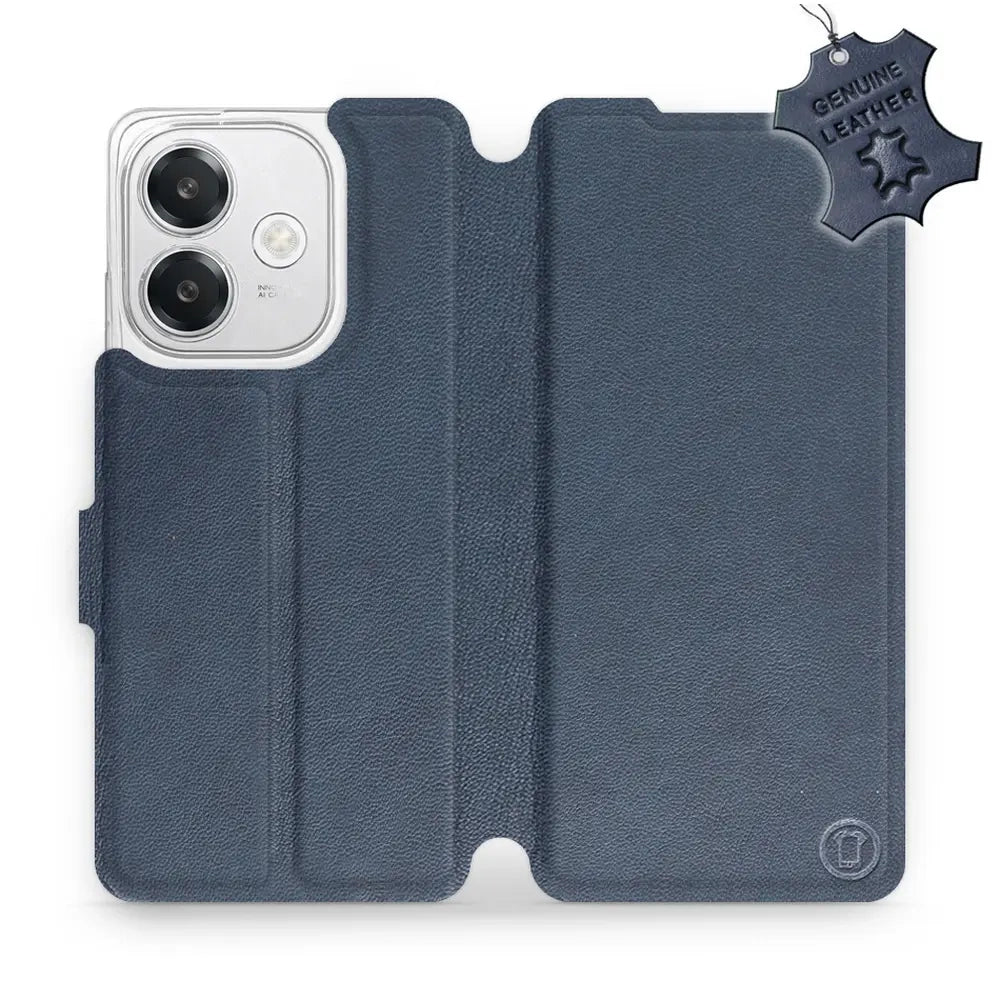 Echtleder Handyhülle für Oppo A40M, Mobiwear Leather, Dunkelblau