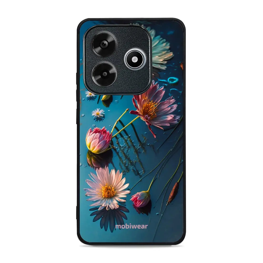 Handyhülle für Xiaomi Redmi Note 14 5G, Mobiwear Glossy Case, Blau-Blumig