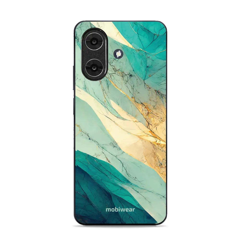Handyhülle für Realme Note 60, Mobiwear Glossy Case, Türkis-Marmor