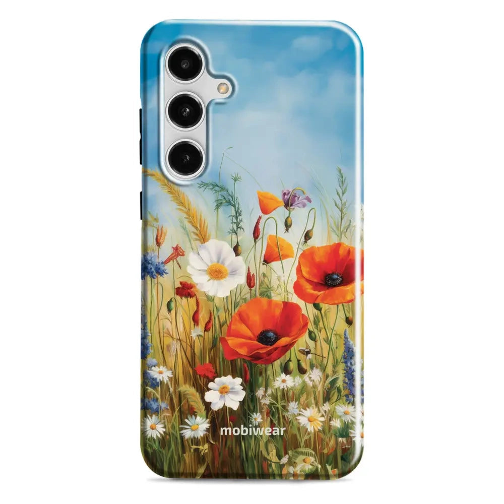 Handyhülle für Galaxy S24 FE, Mobiwear Elite Pro, Wiesenblumen
