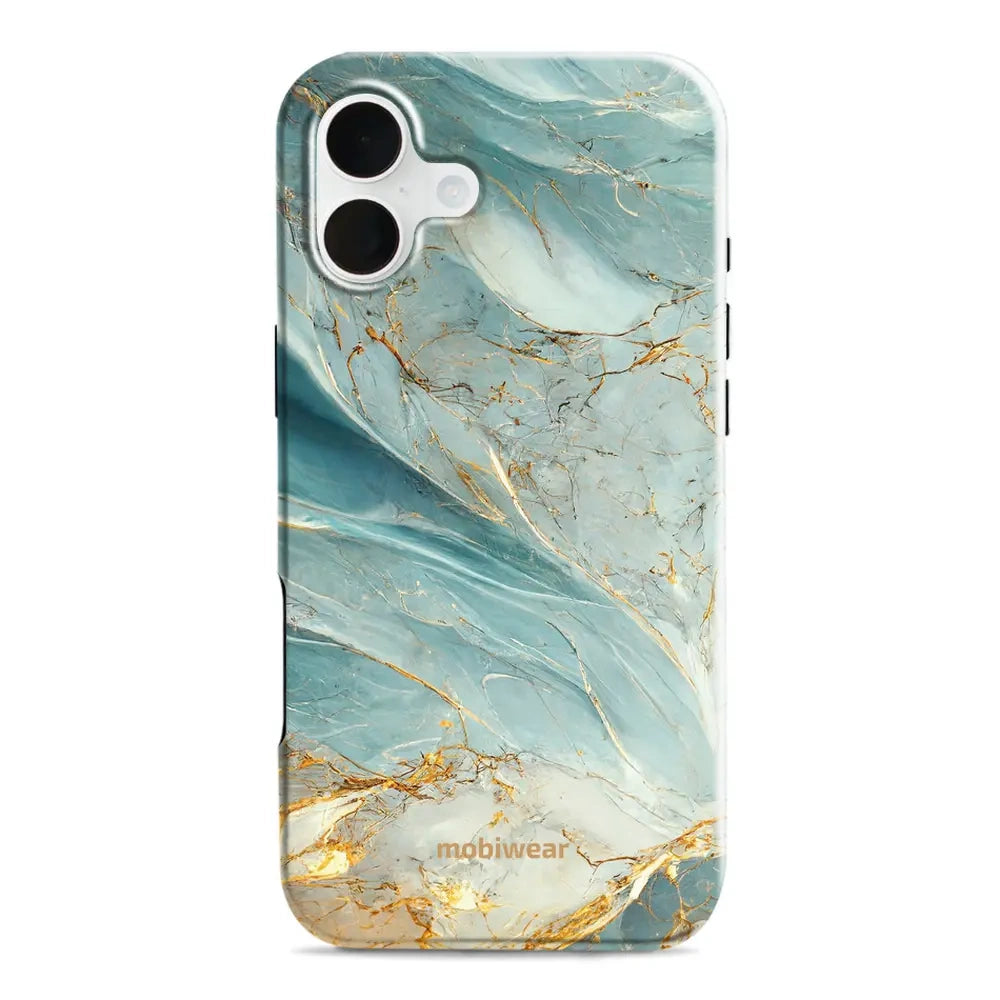 Handyhülle für iPhone 16 Plus, Mobiwear Elite Pro, Adern des Azur
