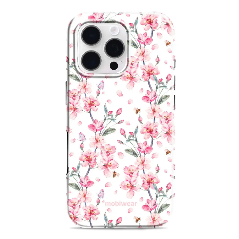 Handyhülle für iPhone 16 Pro, Mobiwear Elite Pro, Japanischer Blumenstrauß