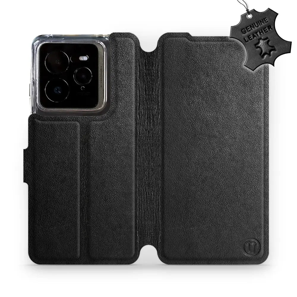 Echtleder Handyhülle für Realme GT 7 Pro, Mobiwear Leather, Schwarz