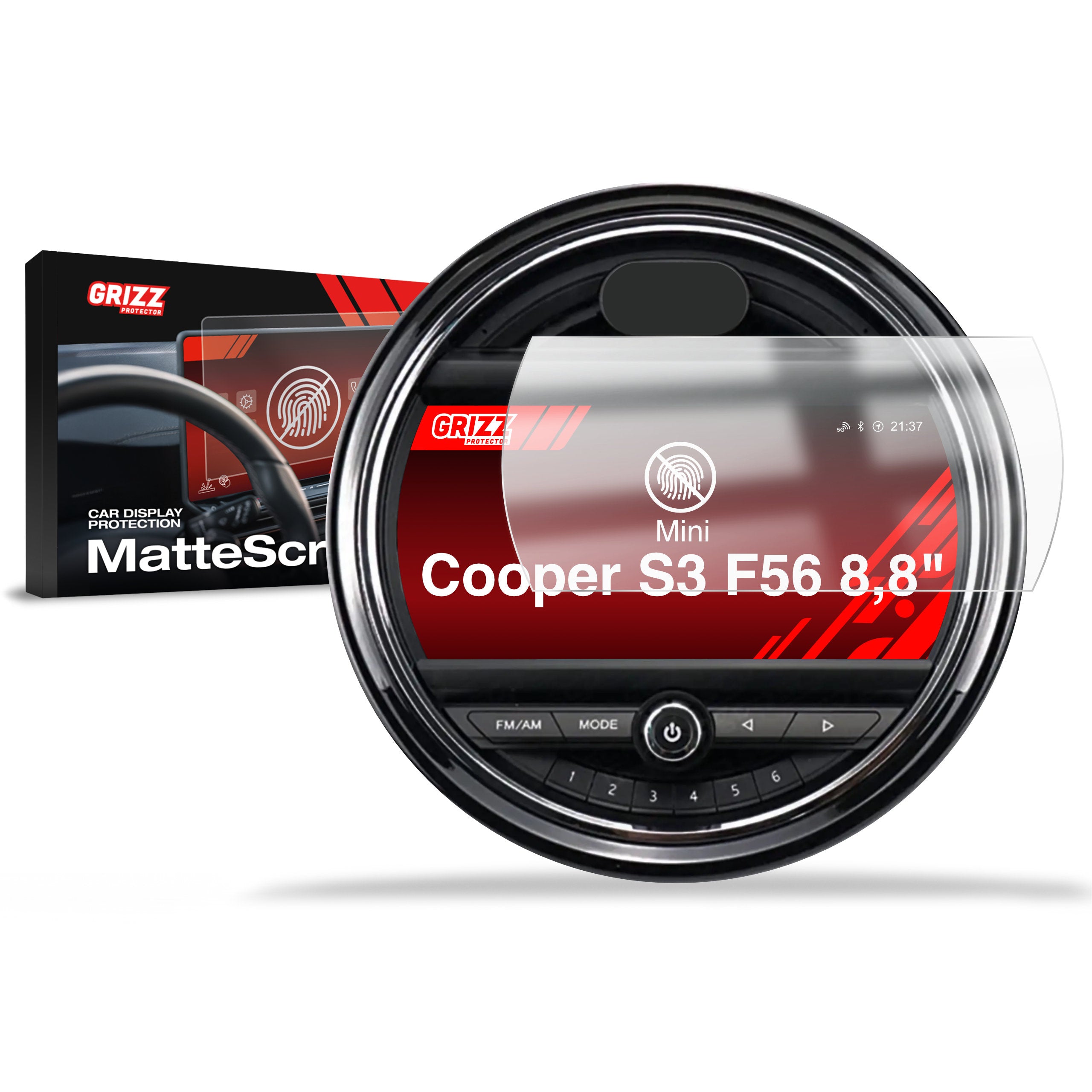Matte Autodisplayfolie für Mini Cooper S3 F56 8,8" (2013-2023), Grizz Protector