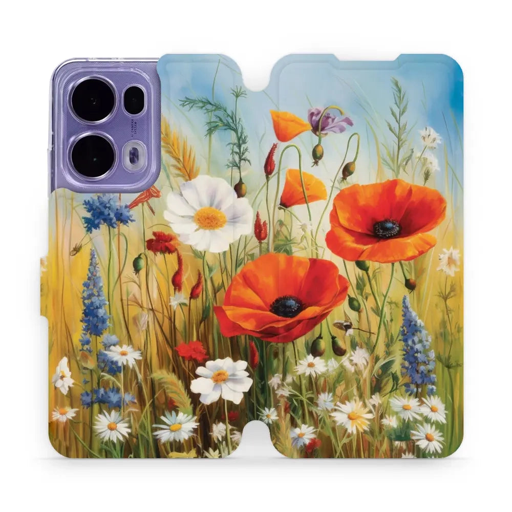 Handyhülle mit klappe für Oppo Reno13 Pro, Mobiwear Book, Wiesenblumen