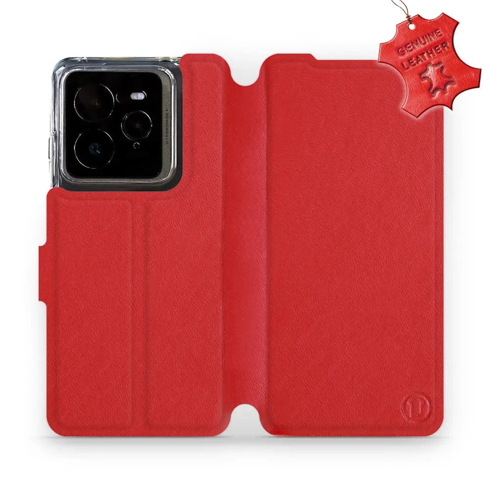 Echtleder Handyhülle für Realme GT 7 Pro, Mobiwear Leather, Rot